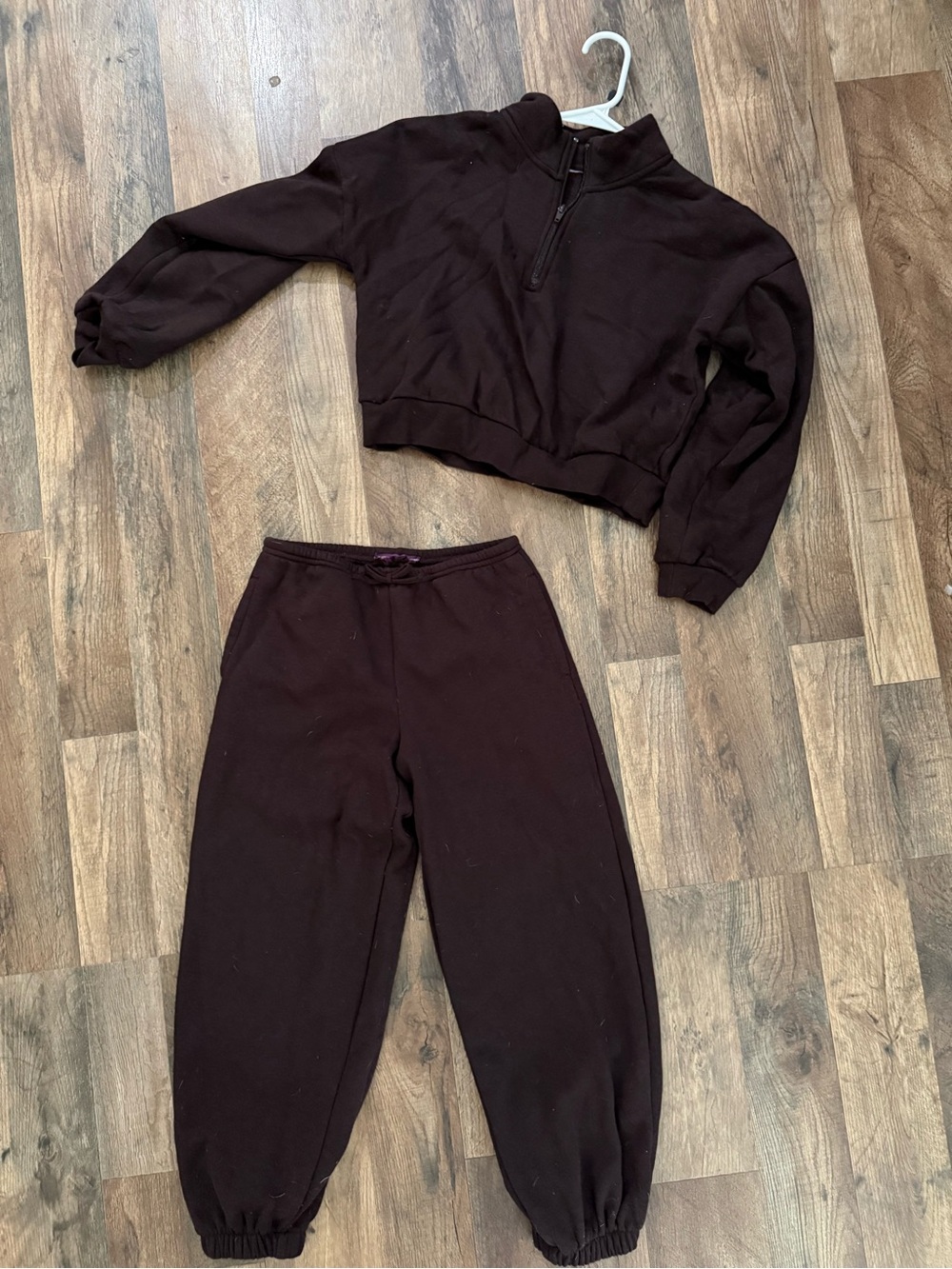 Girls Active Half-Zip Sweatshirt & Jogger Set - Dark Brown